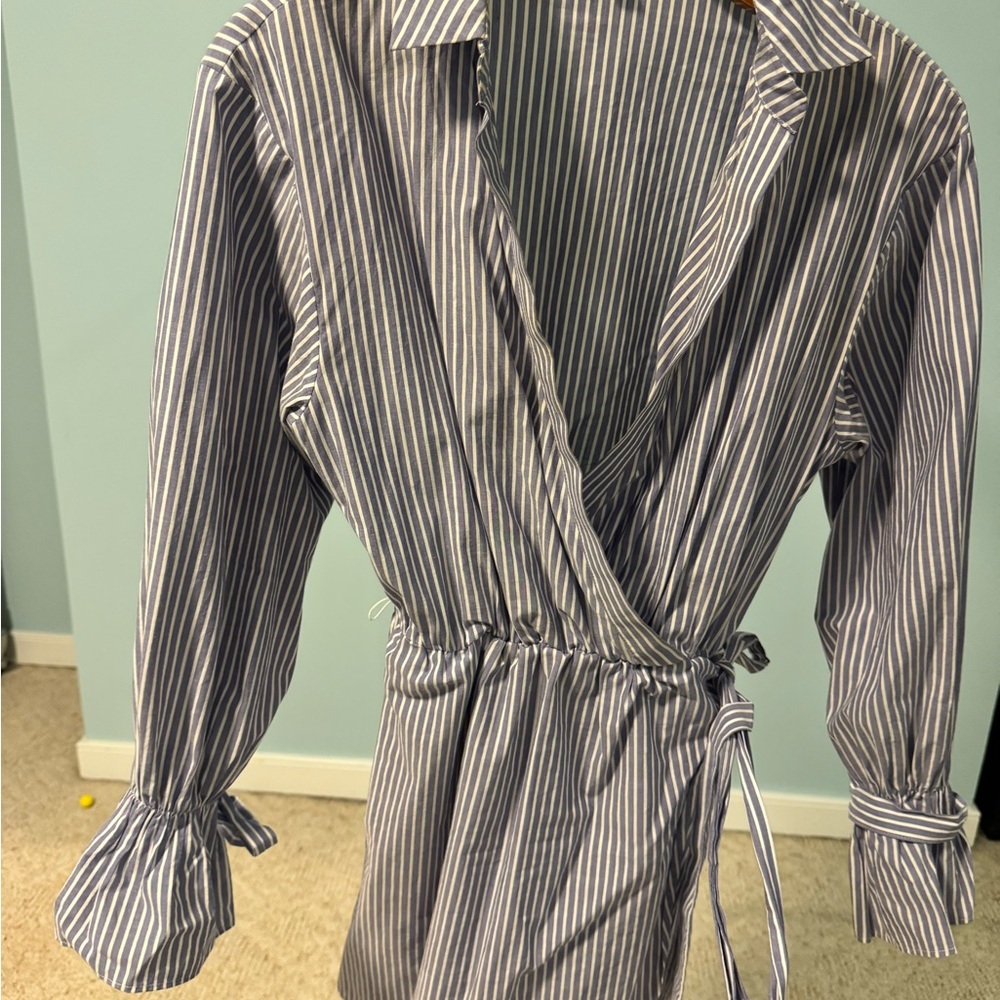 Express Blue and White Striped Dress